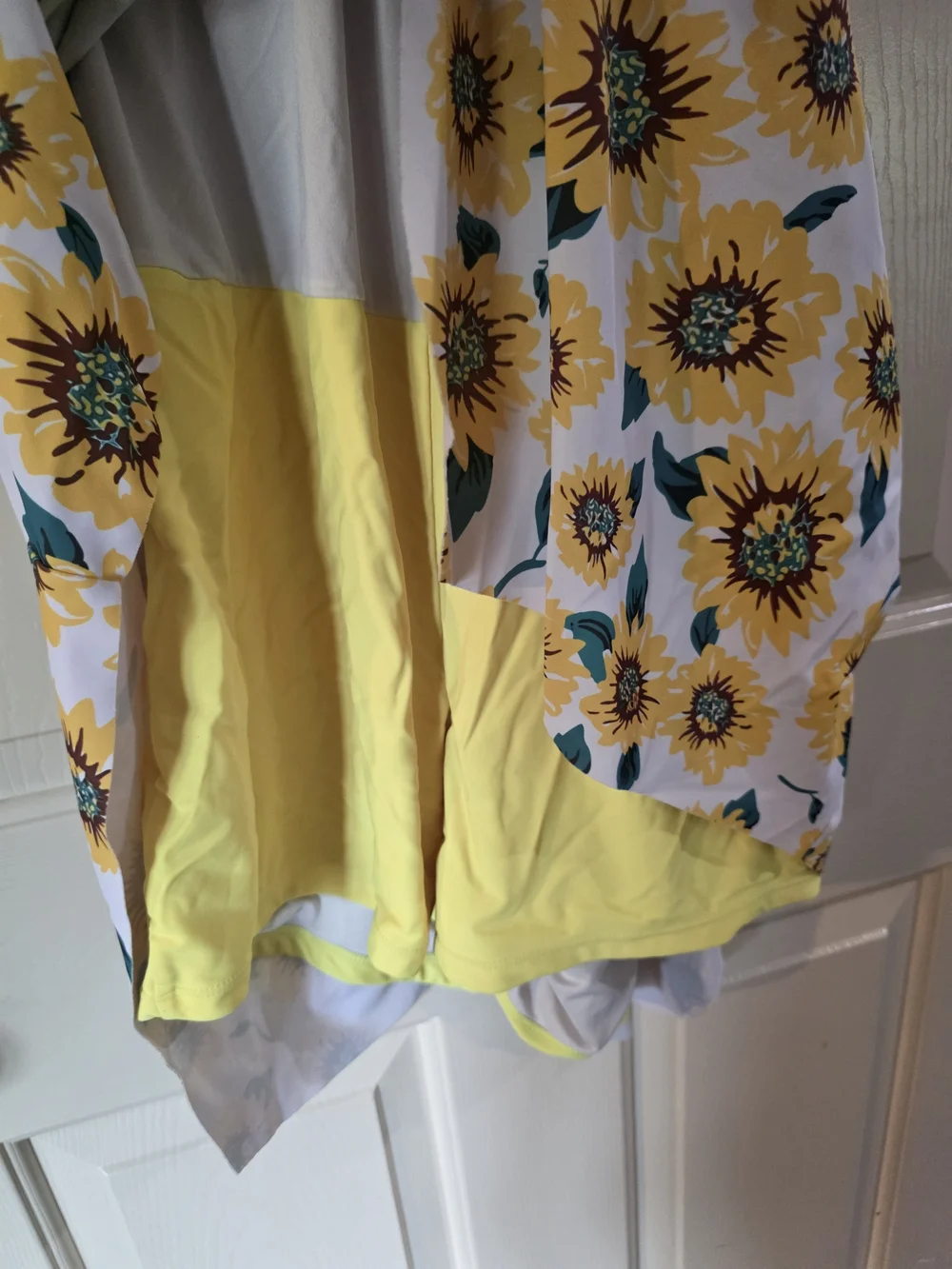 Sunflower Print Yellow One-Piece Swim Dress
